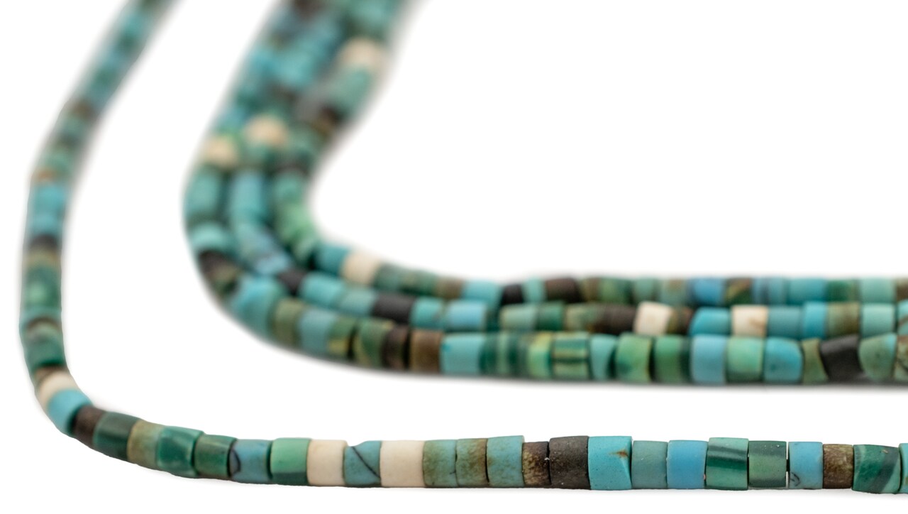 The Bead Chest Multicolor Stone Heishi Beads: Turquoise and Malachite-Style Medley, 2mm Full Strand